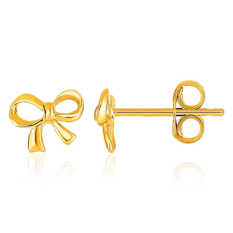 Bids.com 14k Yellow Gold Bow Style Post Earrings Earrings White Smoke Yellow Gold