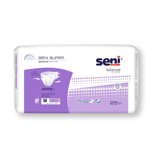 Seni® Super Seni® Super Unisex Adult Incontinence Brief Medium Disposable Heavy Absorbency Medical Supplies White Smoke