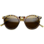 zeroUV Dapper Key Hole Vintage Horned Rim Round Circle Indie Sunglasses 8943 Sunglasses White Smoke Shiny Tortoise Amber