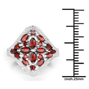 Bids.com 2.24 Carat Genuine Garnet .925 Sterling Silver Ring Rings White Smoke size 6.00,size 7.00,size 8.00,size 9.00
