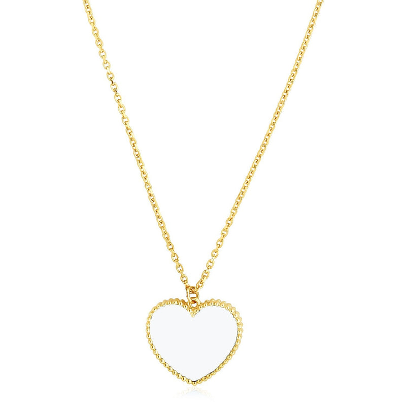 Bids.com 14k Yellow Gold High Polish Heart Pearl Paste Necklace Necklaces White Smoke 18 / Yellow Gold