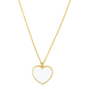 Bids.com 14k Yellow Gold High Polish Heart Pearl Paste Necklace Necklaces White Smoke 18 / Yellow Gold