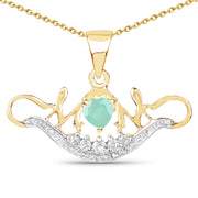 Bids.com 14K Yellow Gold Plated 0.62 Carat Genuine Emerald and White Topaz .925 Sterling Silver Pendant Pendants White Smoke