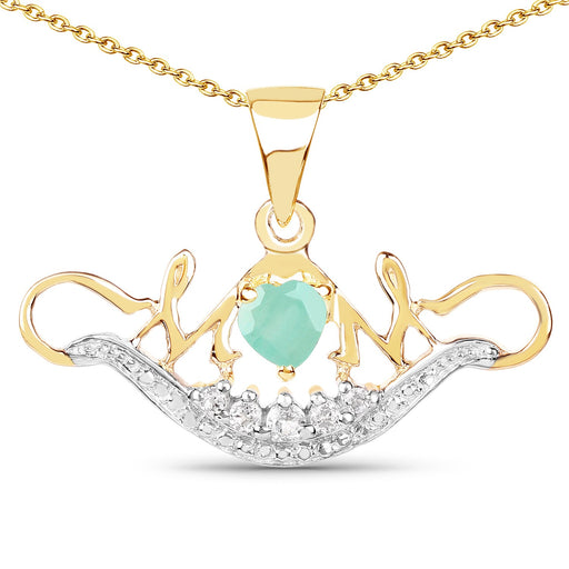 Bids.com 14K Yellow Gold Plated 0.62 Carat Genuine Emerald and White Topaz .925 Sterling Silver Pendant Pendants White Smoke