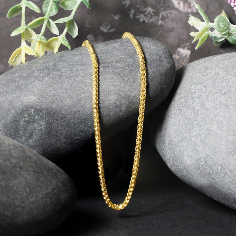 Bids.com 2.2mm 14k Yellow Solid Gold Diamond Cut Round Franco Chain Necklaces Black 18 / Yellow Gold,20 / Yellow Gold,24 / Yellow Gold
