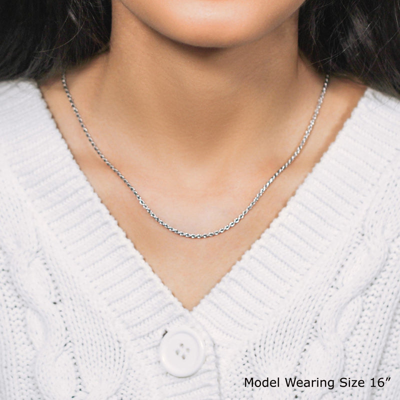 Bids.com Sterling Silver 1.8mm Diamond Cut Rope Style Chain Necklaces Lavender 16 / Sterling Silver,18 / Sterling Silver,20 / Sterling Silver,24 / Sterling Silver,30 / Sterling Silver