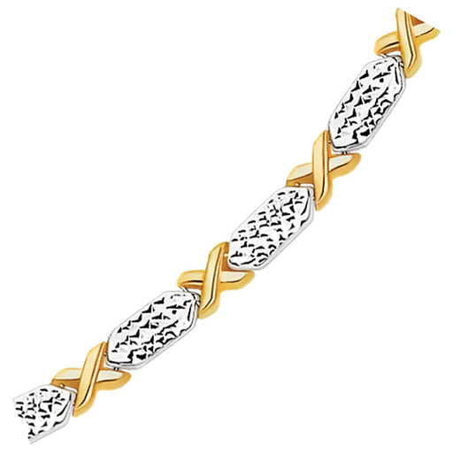 Bids.com 14k Two-Tone Gold Fancy X Line Bracelet Bracelets White Smoke 7.25 / Two-Tone Gold