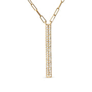 Bids.com 14K Yellow Gold 3/8 Cttw Two-Strand Marquise and Bar Charm Paper Clip Link Pendant Necklace  (I-J Color, I1-I2 Clarity) -18" and 20" Inch Lengths Necklaces White Smoke Yellow.Gold / 20