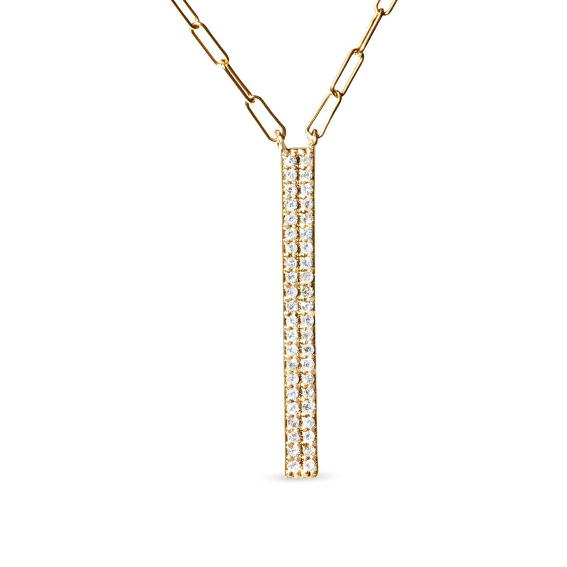 Bids.com 14K Yellow Gold 3/8 Cttw Two-Strand Marquise and Bar Charm Paper Clip Link Pendant Necklace  (I-J Color, I1-I2 Clarity) -18" and 20" Inch Lengths Necklaces White Smoke Yellow.Gold / 20
