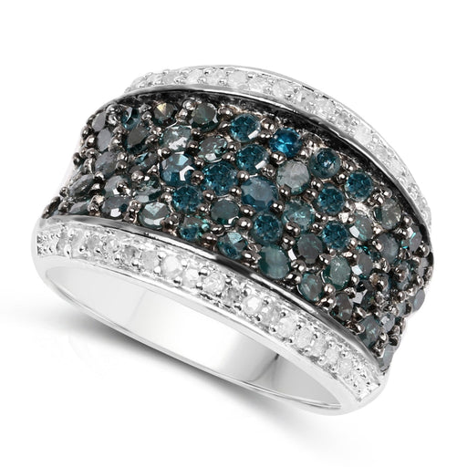 Bids.com 1.38 Carat Genuine Blue Diamond and White Diamond .925 Sterling Silver Ring Rings White Smoke size 7.00,size 8.00,size 6.00,size 9.00