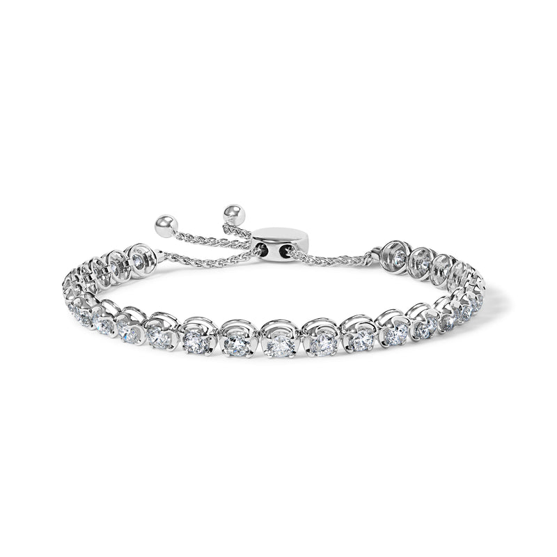 Bids.com 14K White Gold 6.00 Cttw Diamond 4â€-10â€ Adjustable Bolo Tennis Bracelet (I-J Color, I1-I2 Clarity) Bracelets White Smoke White.Gold / 9.5