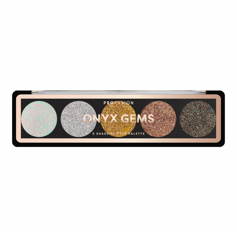 Profusion Cosmetics GEMS Glitter Palette Black Topaz Gems,Onyx Gems,Aqua Gems,Amethyst Gems