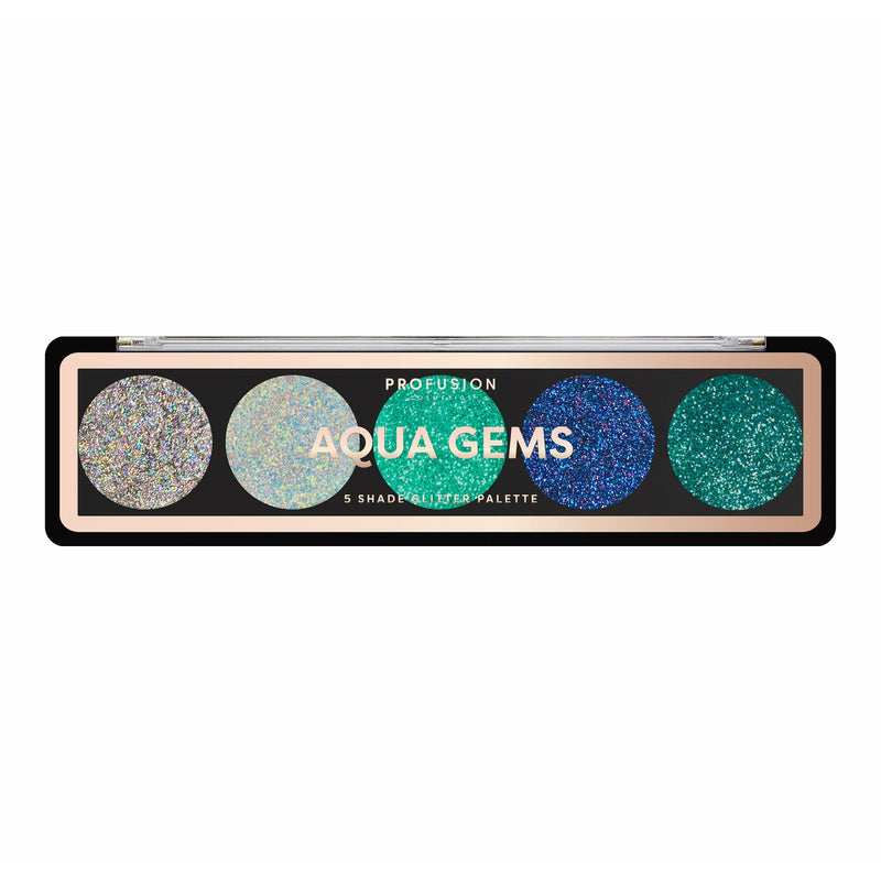 Profusion Cosmetics GEMS Glitter Palette Dark Slate Gray Topaz Gems,Onyx Gems,Aqua Gems,Amethyst Gems