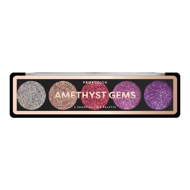 Profusion Cosmetics GEMS Glitter Palette Gray Topaz Gems,Onyx Gems,Aqua Gems,Amethyst Gems