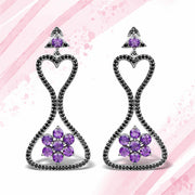 Bids.com 6.31 Carat Genuine Amethyst & Black Spinel .925 Sterling Silver Earrings Earrings White Smoke