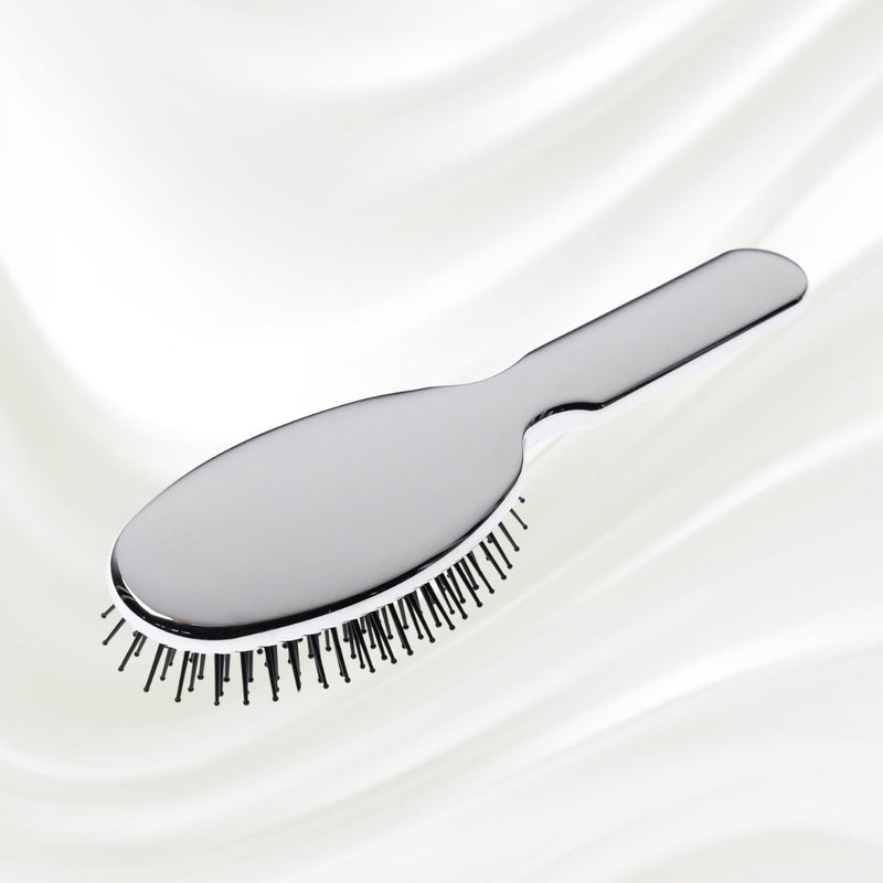 KOH-I-NOOR Beauty USA Metallic Pneumatic Oval Synthetic Pin Hairbrush Hair Brush White Smoke Chrome / Small,Gold / Small,Chrome / Large,Gold / Large