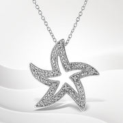 Bids.com .925 Sterling Silver Prong-Set Diamond Accent Starfish 18" Pendant Necklace (I-J Color, I1-I2 Clarity) Necklaces White Smoke White.Sterling Silver / 18
