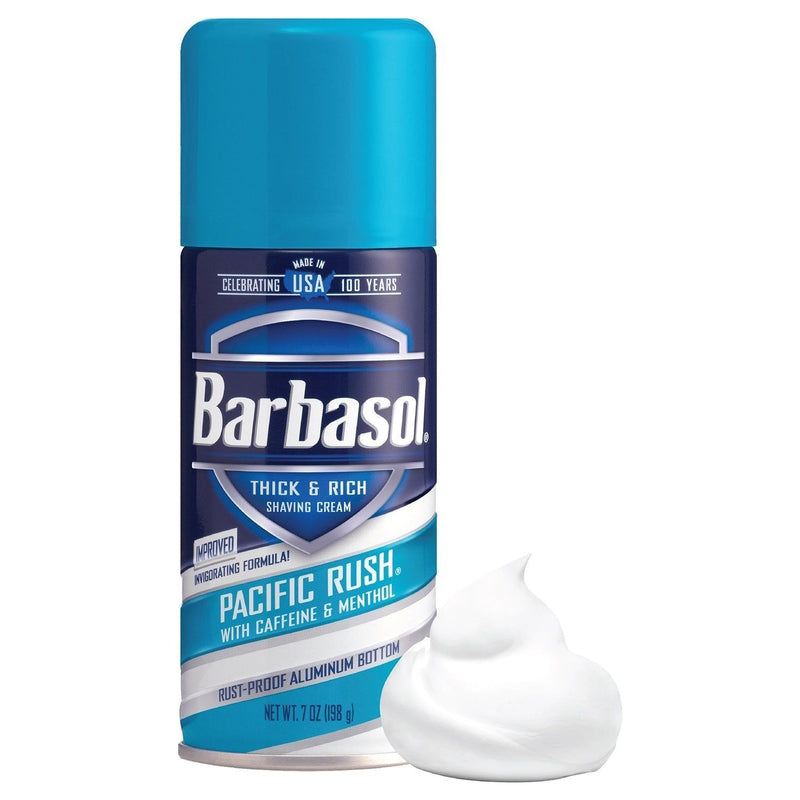 Barbasol Barbasol - Pacific Rush with Caffeine and Menthol Thick & Rich Shaving Cream - 7 oz Shaving Cream Light Gray