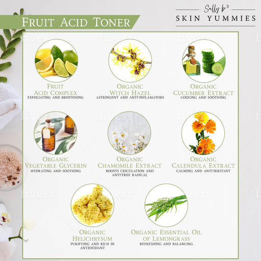 Sally B's Skin Yummies Fruit Acid Toner Plant Based for Smooth Radiant Skin Face White Smoke