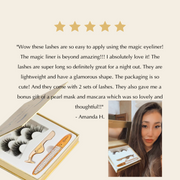 EpiLynx No-Glue Lash Kit – Waterproof Liner, Reusable Lashes & Vegan Formula Antique White Dramatic False Lashes,Natural Looking Lashes