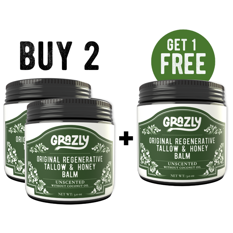 Grazly Original Tallow & Manuka Honey Balm Black Without Coconut Oil / Buy 2 Get 1 Free