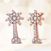 Bids.com 10K Rose Gold 1/4 Cttw Diamond Palm Tree Push Back Stud Earrings (H-I Color, I1-I2 Clarity) Earrings White Smoke Rose.Gold / 0.25