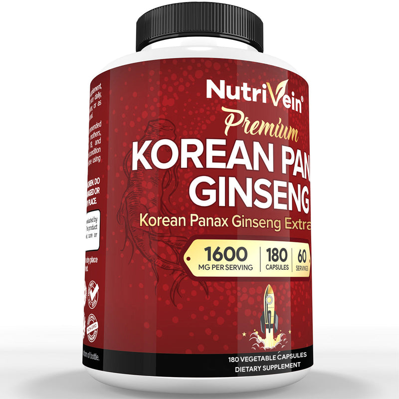 Nutrivein Nutrivein Korean Red Panax Ginseng 1600mg – Extra Strength Formula - 180 Capsules FA-51VI-YB0U White Smoke