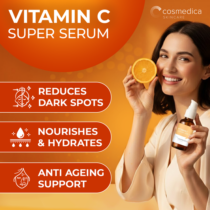 Cosmedica Skincare Cosmedica Skincare Vitamin C Serum for Face with Hyaluronic Acid – Anti Aging Serum for Dark Spots, Fine Lines, Wrinkles – Hydrating Collagen Booster for Women & Men Serum Firebrick 1oz,2oz