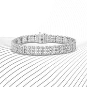 Bids.com .925 Sterling Silver 1.00 Cttw Diamond Multi Row Heart Link Bracelet (H-I Color, I1-I2 Clarity) - 7.25" Inches Bracelets White Smoke White.Sterling Silver / 7.25