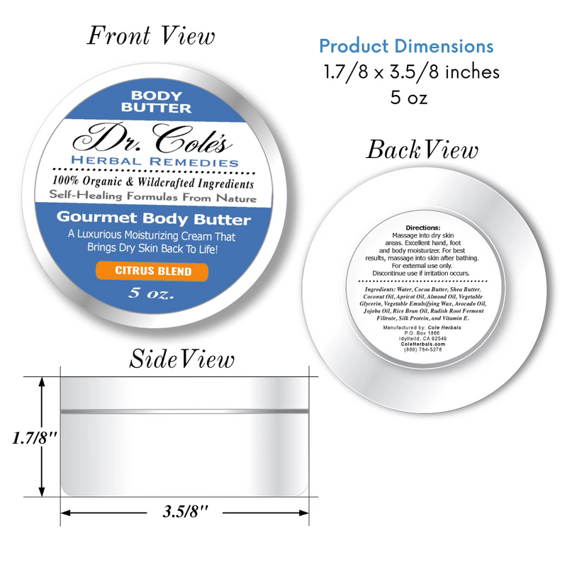 COLEHERBALS LLC 41 - Dr. Cole's Gourmet Body Butter - CITRUS BLEND White Smoke