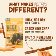 Grazly Plain Beef Meat Sticks - 100% Grass-Fed & Finished Antique White 10 Pack,20 Pack,30 Pack