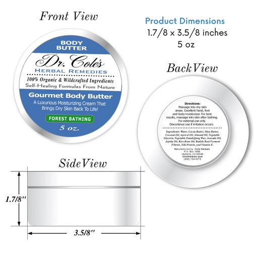 COLEHERBALS LLC 36 - Dr. Cole's Gourmet Body Butter - FOREST BATHING Herbal Light Gray