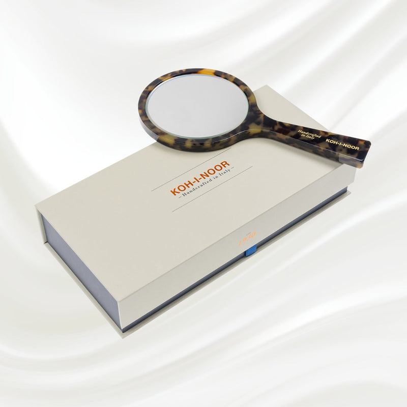 KOH-I-NOOR Beauty USA Luxury Hand Mirror - Garden Green Acetate with German Glass Mirror Light Gray