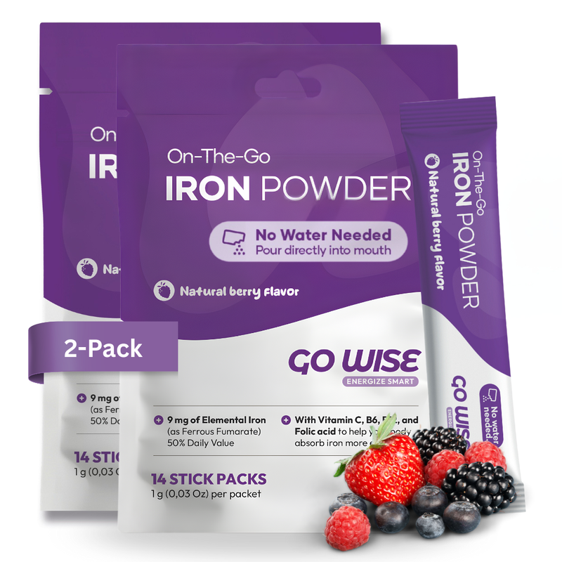 Go Wise Gentle Iron Supplement for Women and Men (No Water Needed) Iron Supplement Dark Slate Blue 28 Stick Packs