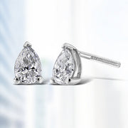 Bids.com 14K White Gold 1/2 Cttw Pear Shape Solitaire Lab Grown Diamond Stud Earrings (F-G Color, VS2-SI1 Clarity) Earrings White Smoke White.Gold / 0.75,White.Gold / 0.25,White.Gold / 0.5,White.Gold / 1
