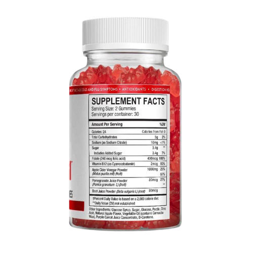 Energi Nutrition Apple Cider Vinegar Gummies Supplement Gray
