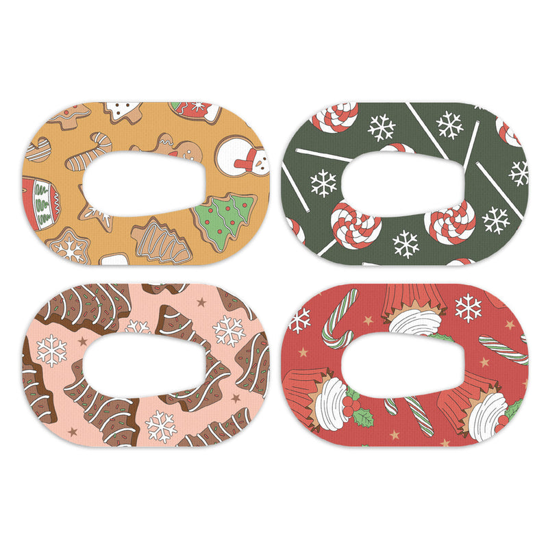 Peelz Christmas Treats Variety Dexcom G6 Patch Tape - Pump Peelz Patch Medical Tape White Smoke 12-Pack (Set of 12 Patches),4-Pack (Set of 4 Patches)