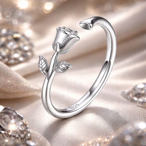 Bids.com S925 Sterling Silver Plated Platinum Ring for Women Rings Light Gray D