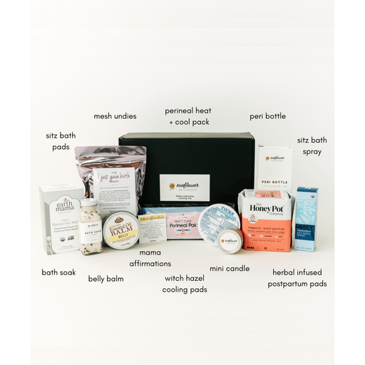 Sunflower Motherhood Deluxe Postpartum Recovery Box Baby Gift Set White Smoke
