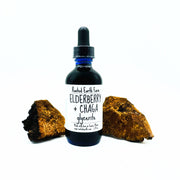Rooted Earth Farm + Apothecary Elderberry and Chaga Glycerite Tinctures + Capsules White Smoke 2 oz