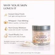 Glimmer Goddess® Organic Skin Care Organic Shimmer Body Butter 2 oz – Travel Shimmer White Smoke Bronze (Single Jar) / Subtle Level 1,Bronze (Single Jar) / Sexy Level 2,Bronze (Single Jar) / Super Level 3,Diamond (Single Jar) / Subtle Level 1,Diamond (Single Jar) / Sexy Level 2,Diamond (Single Jar) / Super Level 3,Gold (Single Jar) / Subtle Level 1,G