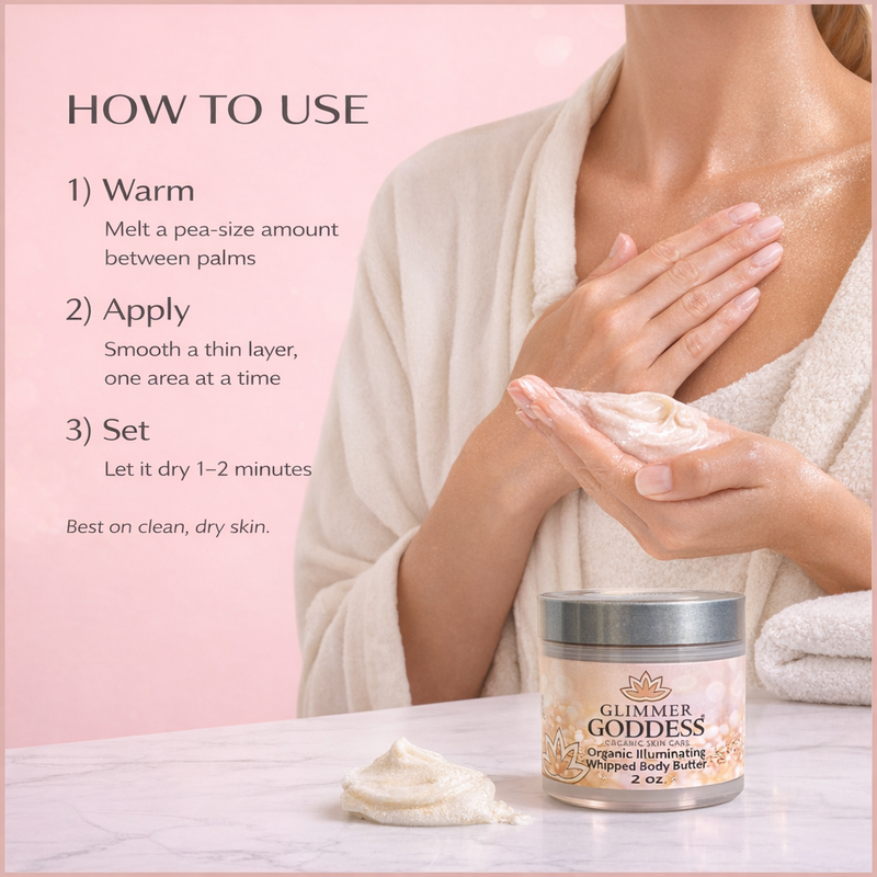 Glimmer Goddess® Organic Skin Care Organic Shimmer Body Butter 2 oz – Travel Shimmer Misty Rose Bronze (Single Jar) / Subtle Level 1,Bronze (Single Jar) / Sexy Level 2,Bronze (Single Jar) / Super Level 3,Diamond (Single Jar) / Subtle Level 1,Diamond (Single Jar) / Sexy Level 2,Diamond (Single Jar) / Super Level 3,Gold (Single Jar) / Subtle Level 1,G