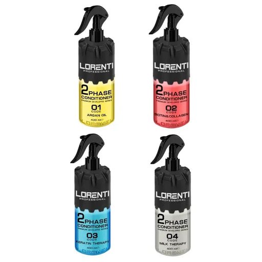 Vip Barber Supply Lorenti Two Phase Conditioner 400ml Leave-In Conditioner White Smoke No. 1 - Argan,No. 2 - Biotin,No. 3 - Keratin,No. 4 - Milk