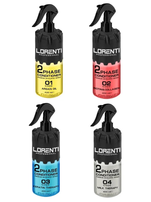 Vip Barber Supply Lorenti Two Phase Conditioner 400ml Leave-In Conditioner White Smoke No. 1 - Argan,No. 2 - Biotin,No. 3 - Keratin,No. 4 - Milk