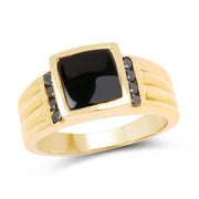 Bids.com 2.16 Carat Genuine Black Onyx and Black Diamond .925 Sterling Silver Ring Rings White Smoke size 6.00,size 7.00,size 8.00,size 9.00,size 5.00