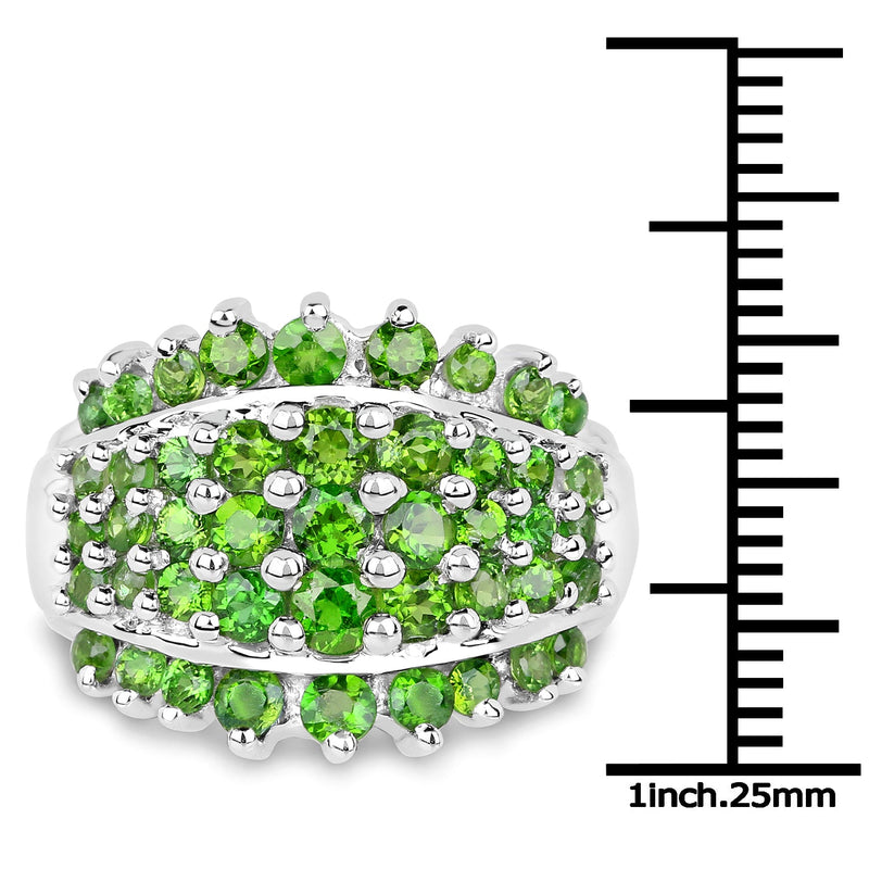 Bids.com 2.48 Carat Genuine Chrome Diopside .925 Sterling Silver Ring Rings White Smoke size 6.00,size 7.00,size 8.00,size 9.00