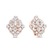 Bids.com 18K Rose Gold 8 1/3 Cttw Pear and Round Diamond Floral Cluster Omega Earrings (F-G Color, VS1-VS2 Clarity) Earrings White Smoke Rose.Gold / 8.36