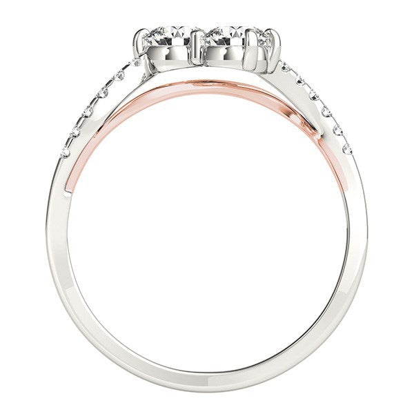 Bids.com Two Stone Diamond Ring with Curved Band in 14k White And Rose Gold (5/8 cttw) Rings White Smoke 3 / White & Rose Gold,3.5 / White & Rose Gold,4 / White & Rose Gold,4.5 / White & Rose Gold,5 / White & Rose Gold,5.5 / White & Rose Gold,6 / White & Rose Gold,6.5 / White & Rose Gold,7 / White & Rose Gold,7.5 / White & Rose Gold,8 / White & Rose Gold,8.5