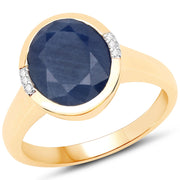 Bids.com 4.85 Carat Genuine Blue Sapphire and White Diamond 14K Yellow Gold Ring Rings White Smoke size 6.00,size 7.00,size 8.00,size 5.00,size 9.00