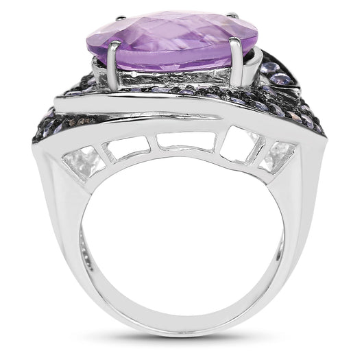 Bids.com 5.95 Carat Genuine Amethyst and Tanzanite .925 Sterling Silver Ring Rings White Smoke size 6.00,size 8.00,size 7.00,size 9.00